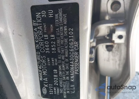 2012 Kia Rio Sx из США, поврежденный, VIN KNADN4A30C6063102